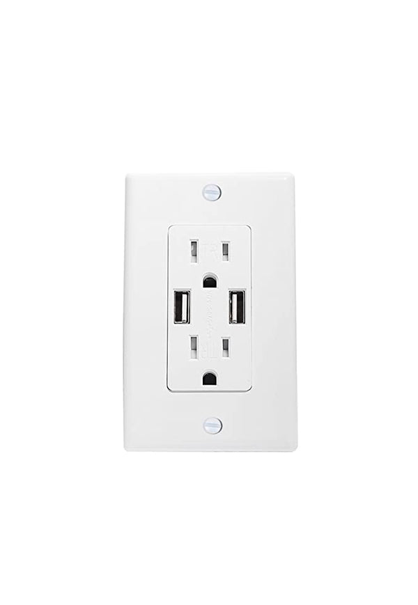 DECORA 4AMP DUPLEX USB CHARGER AND 20A TAMPER RESISTANT RECEPTACLE- WHITE