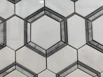HEXAGON GREY&WHITE MARBLE MOSAIC    /SF