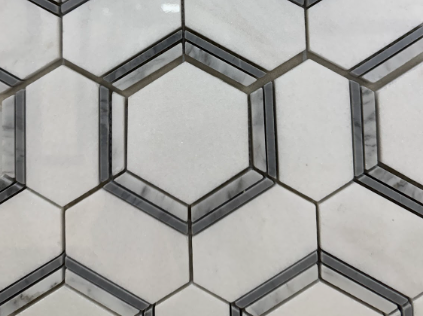HEXAGON GREY&WHITE MARBLE MOSAIC    /SF