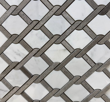 WEAVE WHITE&BROWN MARBLE MOSAIC    /SF