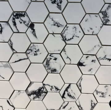 HEXAGON MARBLE CARARA MOSAIC   /SF