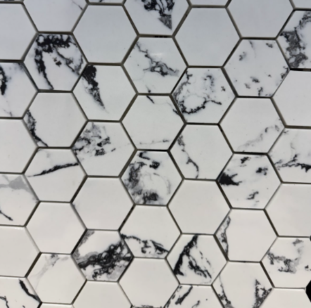 HEXAGON MARBLE CARARA MOSAIC   /SF