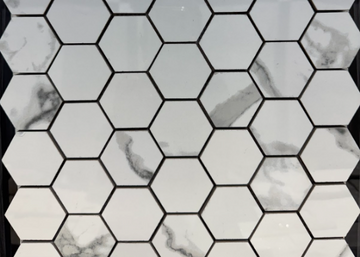 HEXAGON CARRARA WHITE PROCELAIN MOSAIC   /SF