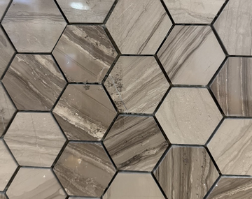 HEXAGON WOODEN GREY MOSAIC           /SF
