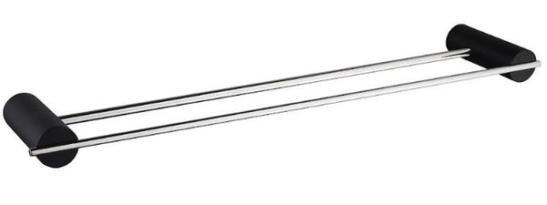 DOUBLE ROD TOWEL HOLDER CHROME+BLACK