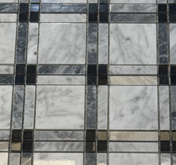 GREY&WHITE SQUARE MARBLE MOSAIC           /SF