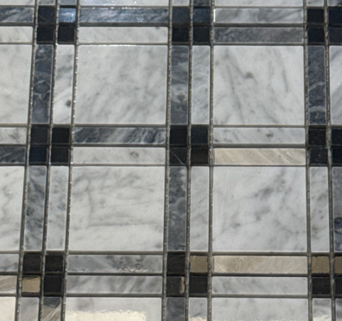 GREY&WHITE SQUARE MARBLE MOSAIC           /SF