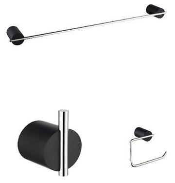 BATHROOM KIT 3PCS BLACK+BRUSH NICKLE