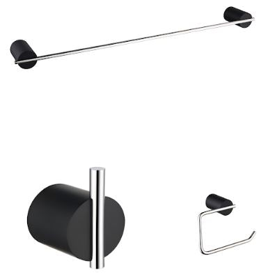 BATHROOM KIT 3PCS BLACK+BRUSH NICKLE