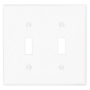DOUBLE GANG TOGGLE SWITCH PLATE - WHITE
