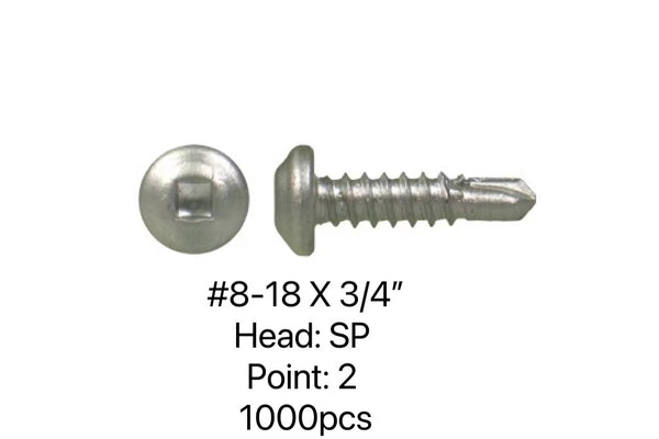 SP/2 U-DRILLS STAINLESS STEEL SELF DRILL SCREW #8-18 X 3/4"- 1000PCS/JUG