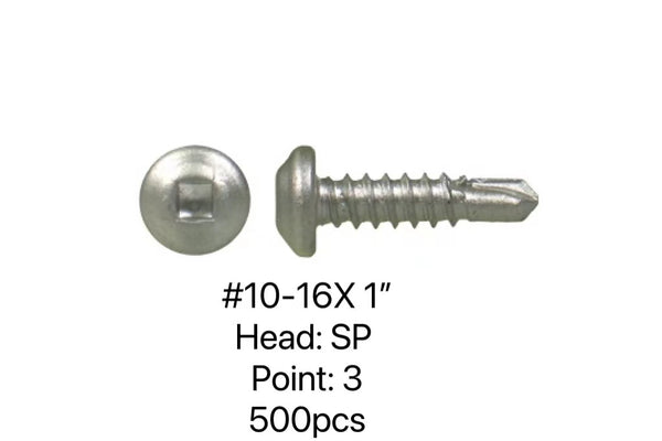 SP/3 U-DRILL STAINLESS STEEL SELF DRILL SCREWS #10-16 X 1" - 500PCS/JUG