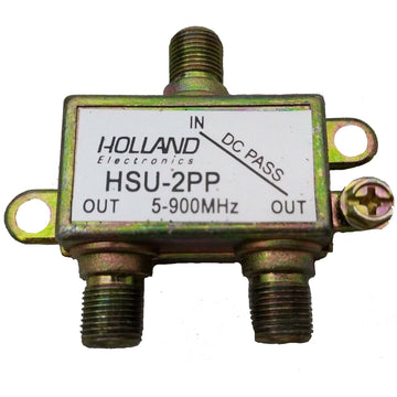 HOLLAND HSU-2PP 2-WAY SPLITTER WITH DC PASS THROUGH 50-900 MHZ