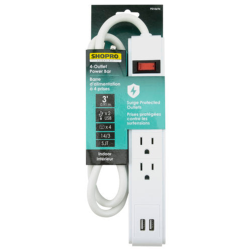 SHOPRO 4-OUTLET POWER BAR