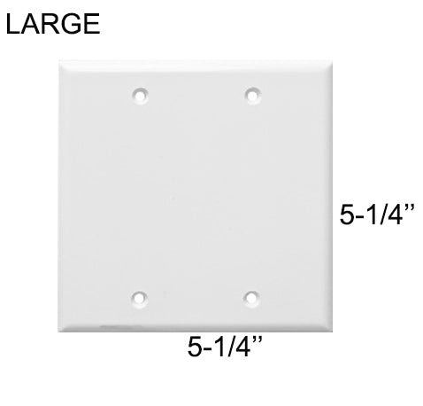 LARGE DOUBLE GANG BLANK WALL PLATE - WHITE
