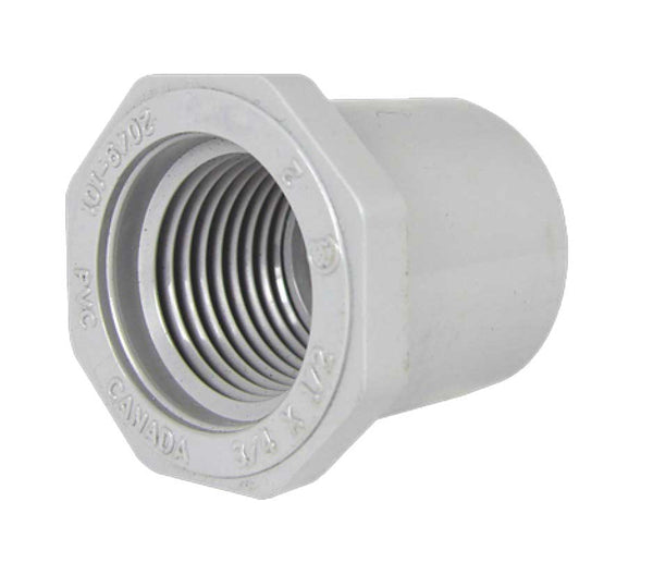 3/4"X1/2" PVC CONDUIT THREADED REDUCER BUSHING SPIGOT x FPT