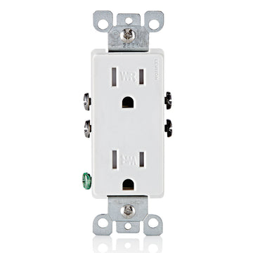 LEVITON 15AMP DECORA WEATHER AND TAMPER-RESISTANT DUPLEX OUTLET/RECEPTACLE, GROUNDING, WHITE