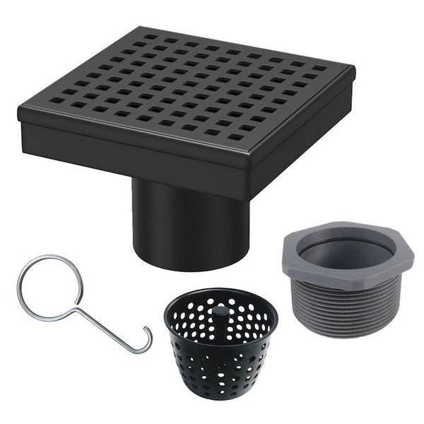 4"X4" STAINLESS STEEL SQUARE SHOWER DRAIN - BLACK
