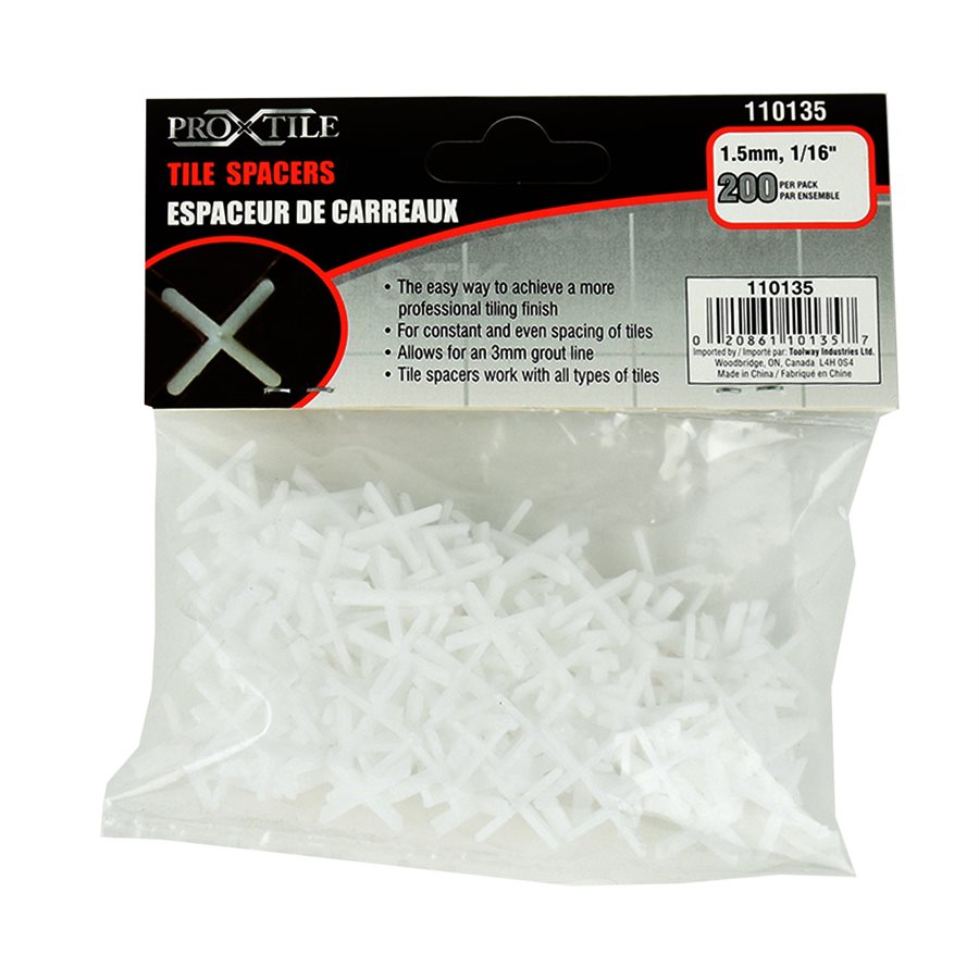 3mm White Tile Spacer, 200/Bag 3mm White Tile Spacer, 200/Bag