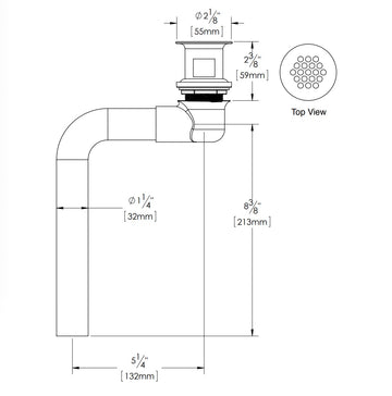 1-1/4"CHOROME OFFSET LAVATORY DRAIN WITH GRID DRAIN (17 GAUGE TAILPIECE)