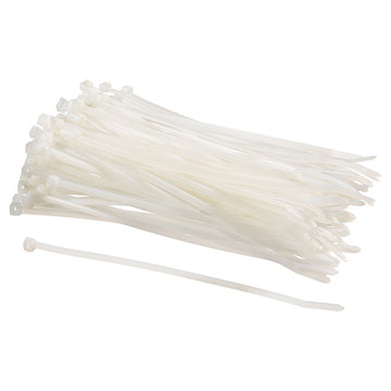 12" WHITE CABLE TIES - 100PCS