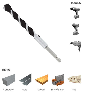 1/2"x4"x6" MULTI-MATERIAL CARBIDE TIPPED HAMMER DRILL BIT