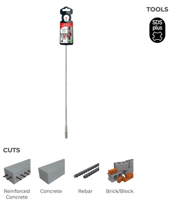 1/4"x16"x18" REBAR DEMON SDS-PLUS 4-CUTTER FULL CARBIDE HEAD HAMMER DRILL BIT