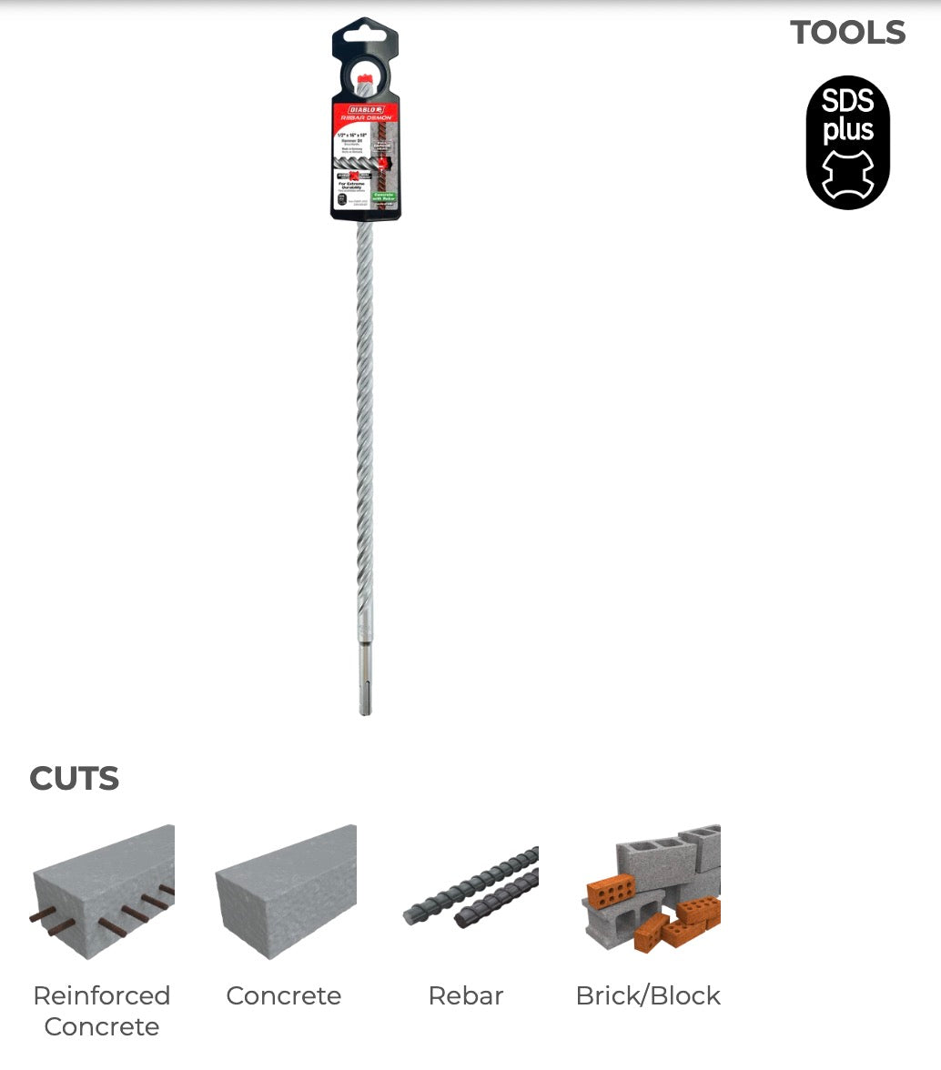 Rebar hammer deals drill bit