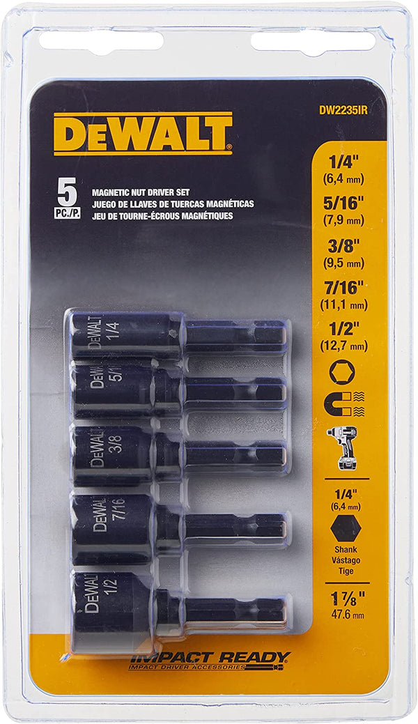 DEWALT 5 PIECES IMPACT READY MAGNETIC NUTSETTER SET