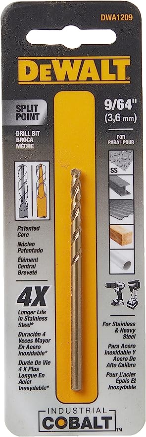 DEWALT DWA1209 9/64" PILOT POINT INDUSTRIAL COBALT ALLOY STEEL DRILL BIT