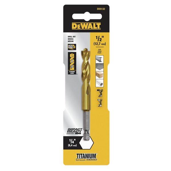 DEWALT 1/2" TITANIUM IMPACT TWIST DRILL BIT