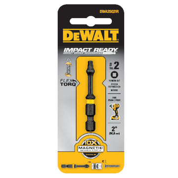 DEWALT IMPACT READY SCREWDRIVER BIT-SQUARE RECESS #1 2" HEX SHANK