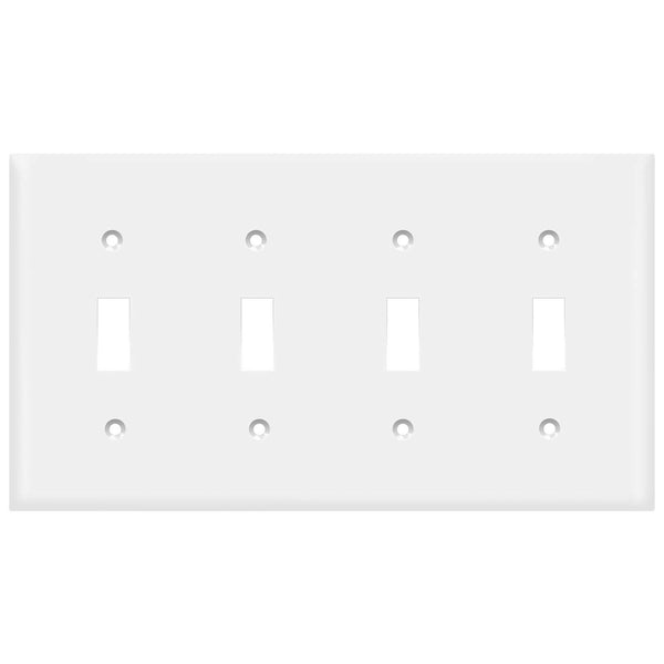 4-GANG TOGGLE SWITCH PLATE - WHITE