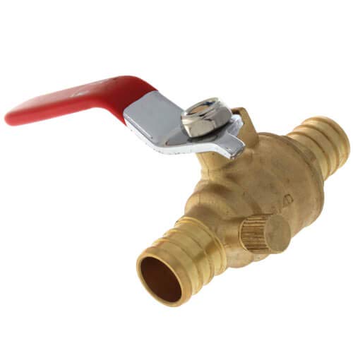 3/4" PEX X 3/4" PEX BALL VALVE WITH DRAIN - STRAIGHT HANDLE