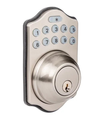 SINGLE CYLINDER KEYLESS ENTRY ELECTRONIC SMART DEADBOLT WITH REMOTE - SATIN NICKEL