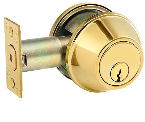 DEAD BOLT LOCK POLISHED BRASS DOUBLE SIDE WITH KEY NEEDED