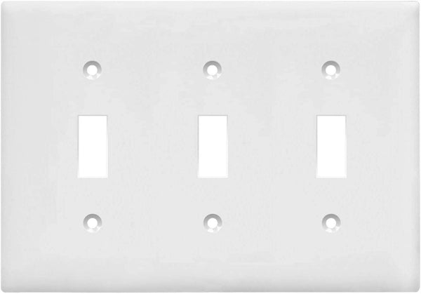 3-GANG TOGGLE SWITCH PLATE - WHITE